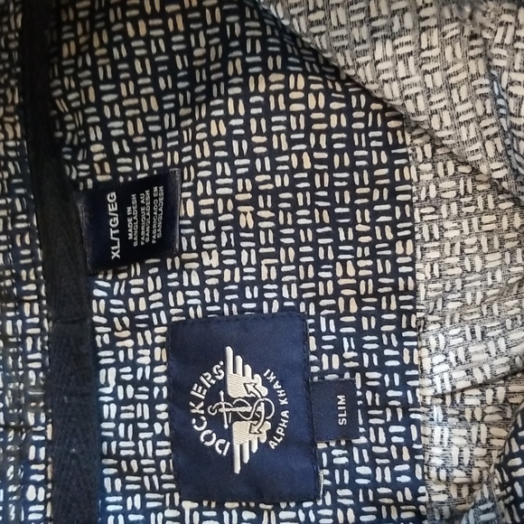 DOCKERS Blue & Beige Long Sleeve Casual Button-up Shirt XL Slim Fit - Picture 2 of 13